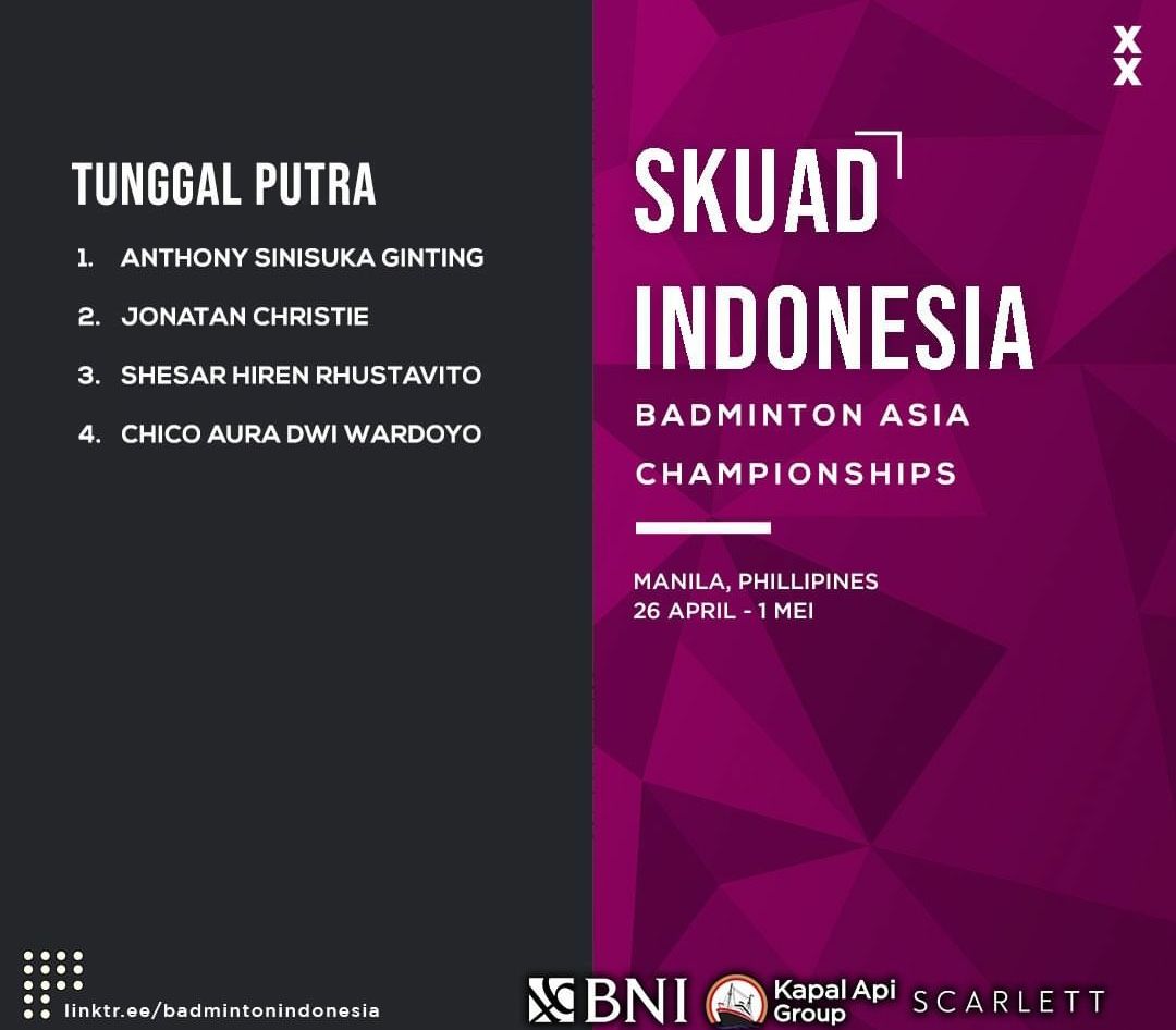 SIARAN LANGSUNG Badminton Asia Championship via Link Live Streaming Ini, 26 April-1 Mei 2022, Cek Jadwalnya