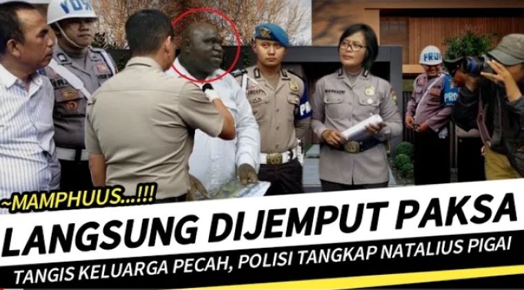 Thumbnail video yang mengatakan Natalius Pigai dijemput paksa polisi akibat fitnah Jokowi