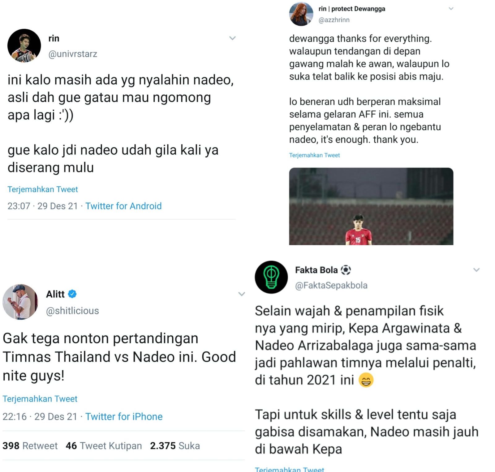 Dukungan netizen di twitter terus mengalir ke Nadeo