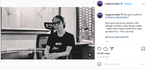 Hasi tangkap layar laman Instagram Angga Sasangko