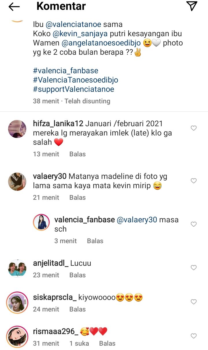 Komentar warganet di Instagram @valencia_fanbase