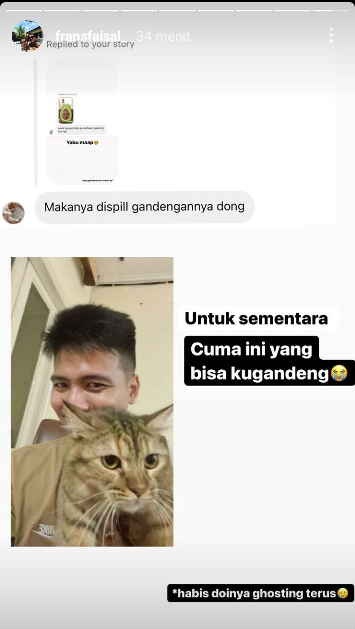 Sedih! Terus di-Ghosting Doi, Frans Faisal Malah Pilih Gandeng Kucing