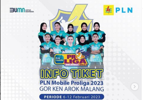 info dan cara pembelian tiket PLN Mobile Proliga 2023 di putaran kedua pada pekan kedua di GOR Ken Arok, Malang