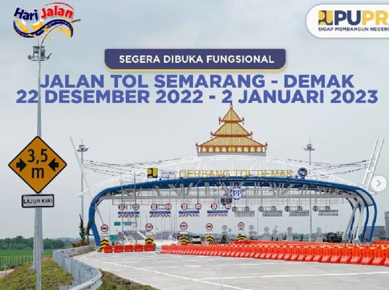 Jalan Tol Semarang-Demak Mulai Dibuka, Masih Gratis pada 22 Desember 2022 sampai 2 Januari 2023