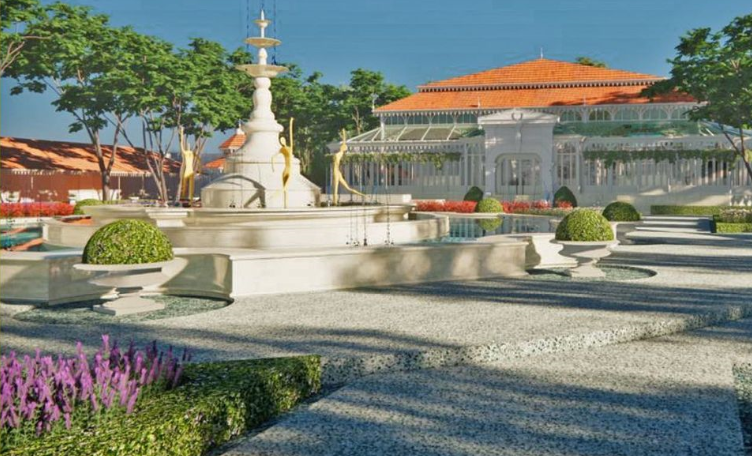 Keadaan taman Pracima Tuin di Pura Mangkunegaran, Solo setelah revitalisasi