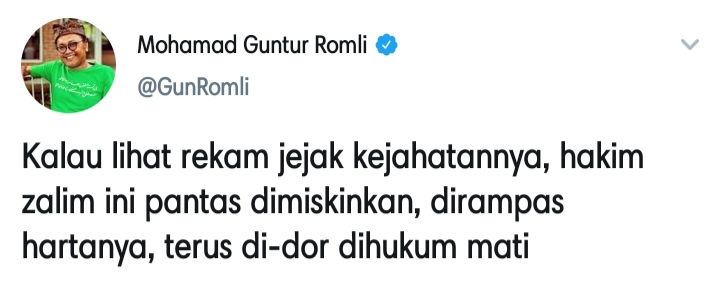 Cuitan Guntur Romli menyoroti rekam jejak Hakim Itong Isnaeni yang kena OTT KPK dan ternyata sempat diskors karena bebaskan terdakwa korupsi.