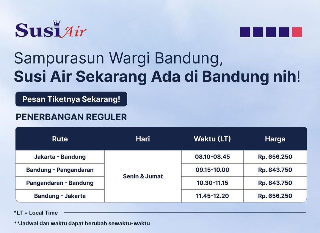  Jadwal dan Harga Tiket Pesawat Rute Bandung-Pangandaran yang Baru Saja Dibuka