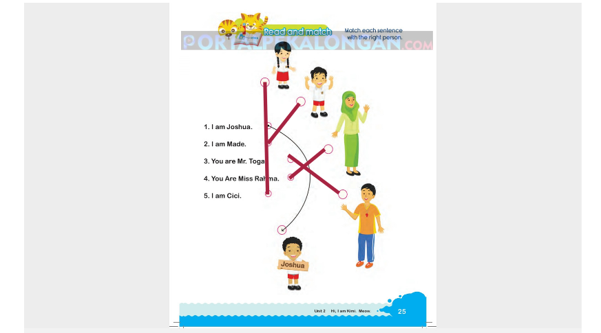 Match each sentence with the right person/Tangkap layar buku bahasa Inggris kelas 4 Kemendikbud.