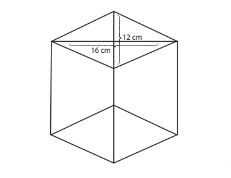 Alas sebuah prisma berbentuk belahketupat dengan panjang diagonal 16 cm dan 20 cm