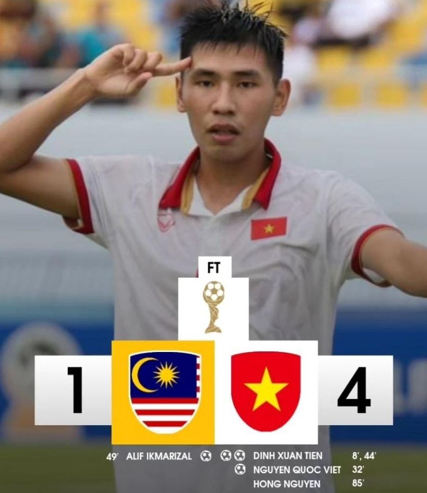  Vietnam U-23 berhasil melaju ke final usai mengalahkan Malaysia U-23 dengan skor 4-1
