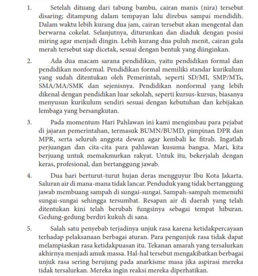 Soal Bahasa Indonesia kelas 8 halaman 65.