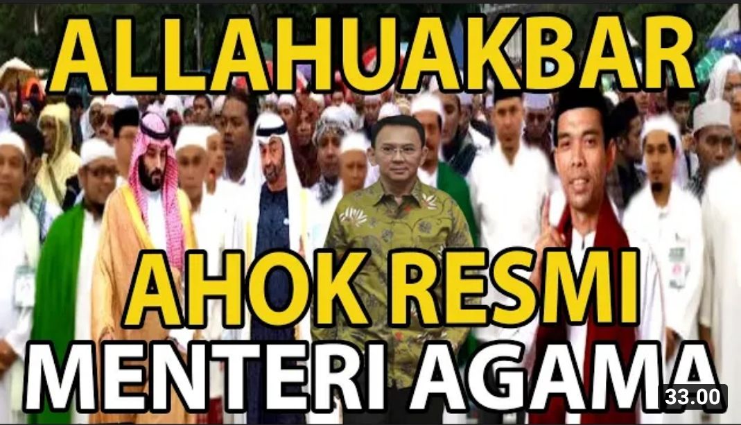 Thumbnail video yang sebut Ahok resmi jadi Menteri Agama