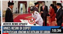 Thumbnail Video yang Mengatakan Bahwa Presiden Jokowi Mencopot Jabatan Gubernur DKI Jakarta Anies Baswedan