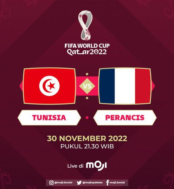 Jadwal Acara TV MOJI TV Hari Ini Rabu 30 November 2022: Saksikan FIFA World Cup Qatar 2022 Tunisia vs Perancis
