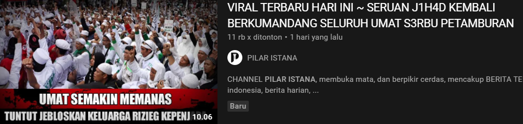 Thumbnail video klaim hoax/youtube/Pilar Istana