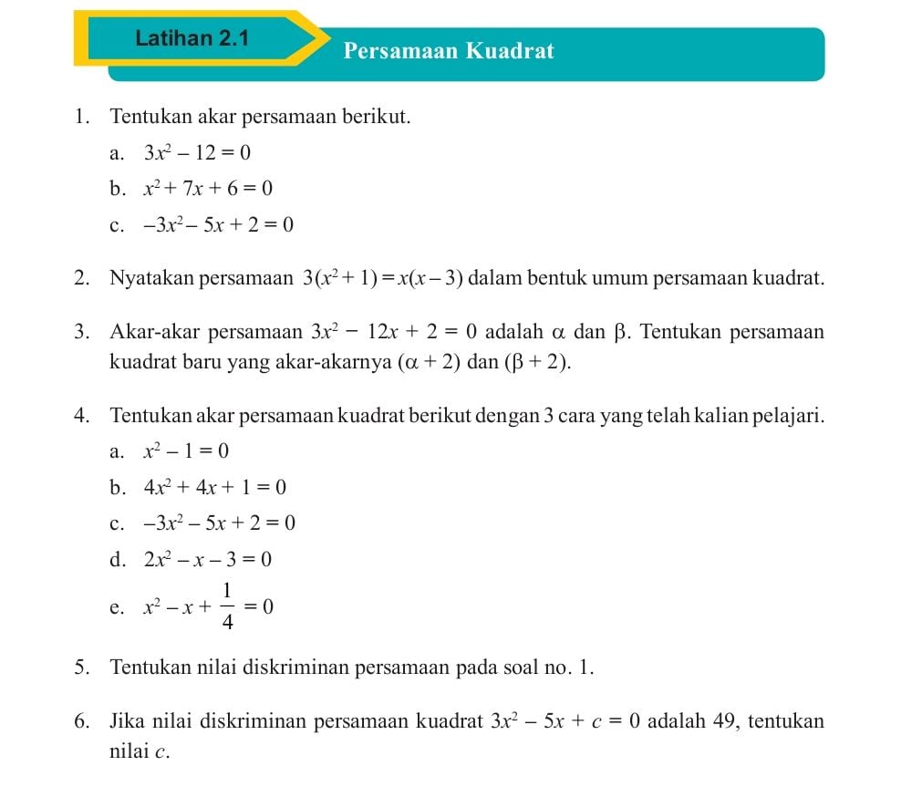 Kunci Jawaban Matematika Kelas 9 Halaman 81 Latihan 2.1 Soal Persamaan ...