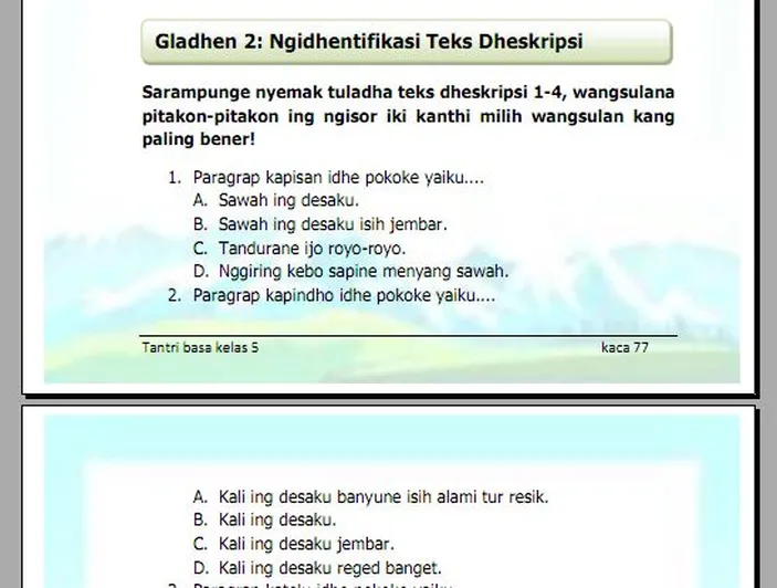 Kunci Jawaban Bahasa Jawa Kelas 5 Halaman 77 Gladhen 2, Ngidhentifikasi ...