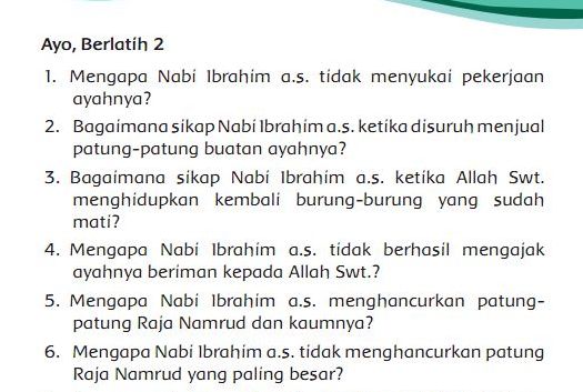 Kunci Jawaban PAI Kelas 3 SD Halaman 164 165, Mengapa Nabi Ibrahim a.s