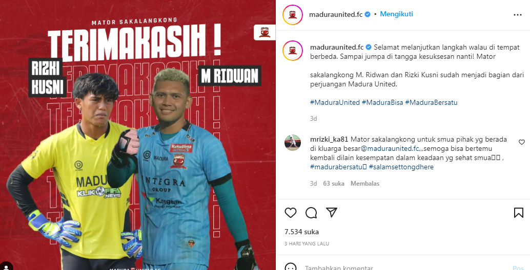 Madura United Coret Empat Kiper Sekaligus, Termasuk Mantan Persib Bandung