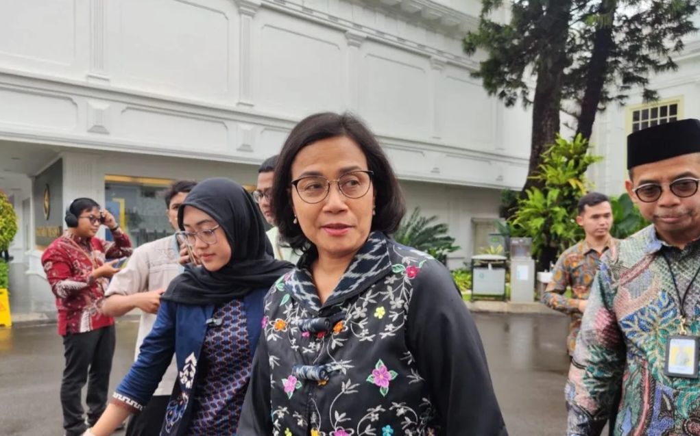 Menteri Keuangan Sri Mulyani saat di Istana Kepresidenan Jakarta/ANTARA/Mentari Dwi Gayati