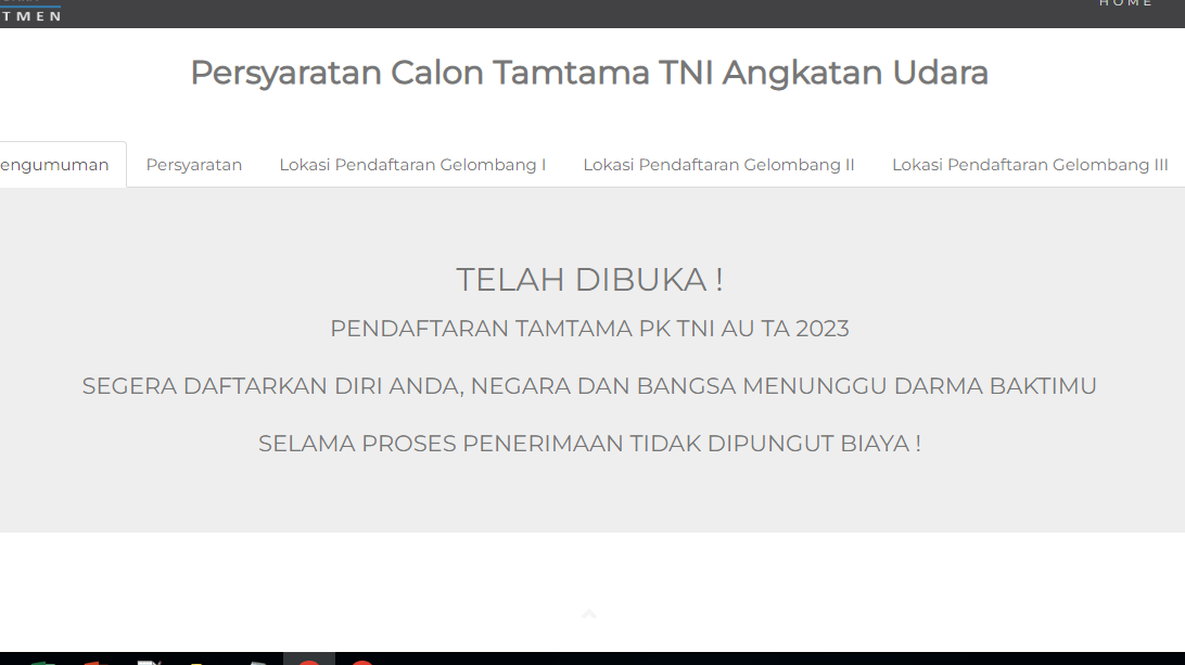 pendaftaran TNI AU 2023 yang terbarunya sudah dibuka