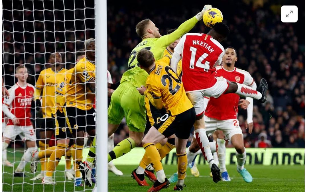 Hasil Liga Inggris:  Arsenal Mantap Di Puncak Klasemen Usai Menang Tipis 2-1 Atas Wolves
