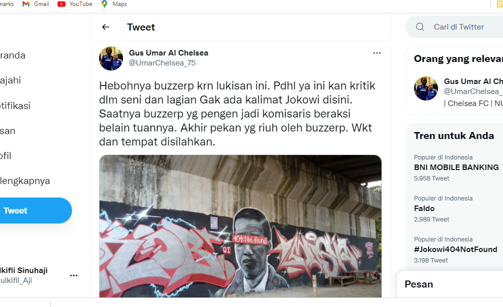 Unggahan Gus Umar soal mural Jokowi