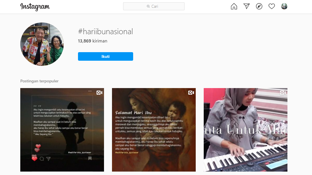 tangkap layar instagram #hariibunasional