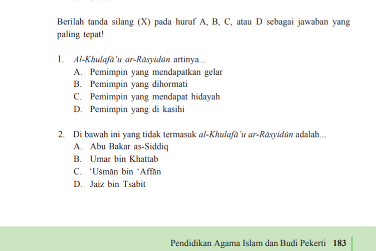 Kunci Jawaban PAI Kelas 7 SMP MTs Halaman 183 Terbaru, Penerus ...