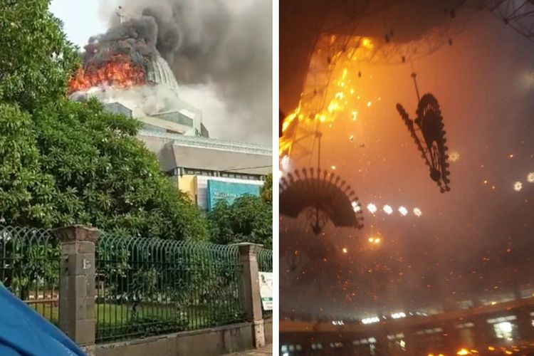 Kubah Masjid Islamic Center di Jakarta Utara Terbakar Hingga Hancur