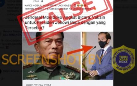 Tangkapan layar hoaks yang mengklaim bahwa vaksin yang disuntikkan kepada Presiden Jokowi berbeda.