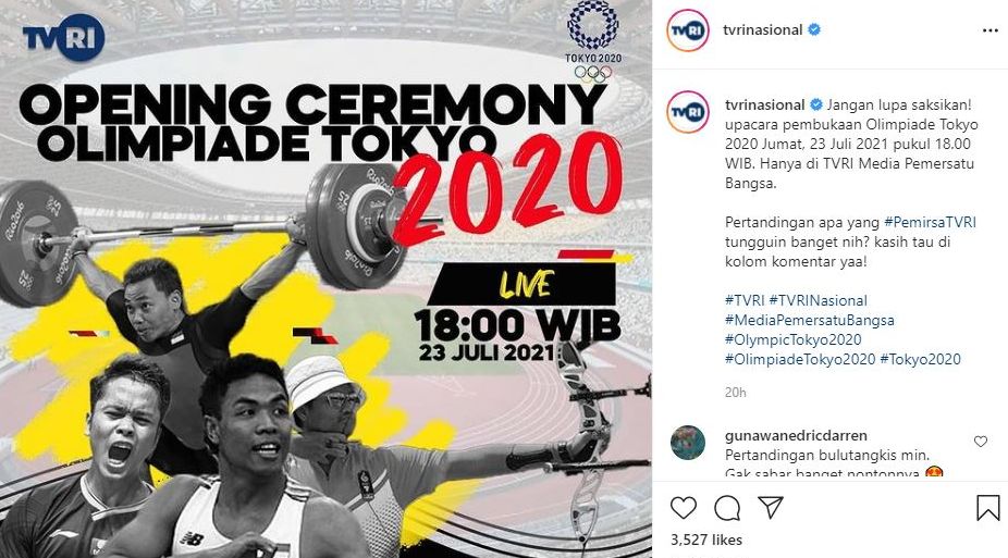 Link Streaming Opening Ceremony Olimpiade Tokyo 2020, Disiarkan Langsung TVRI Malam Nanti