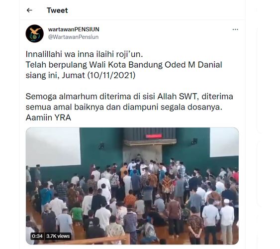 Muncul Video Detik-detik Wali Kota Bandung Oded M Danial Meninggal, Langsung Dikerubungi Jamaah