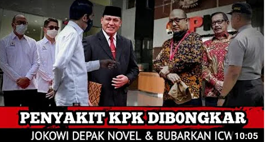 Thumbnail video yang mengklaim bahwa Jokowi telah membubarkan ICW.
