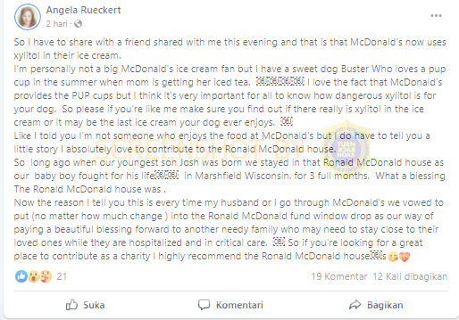 HOAX Es Krim di McDonald’s Mengandung Xylitol yang Berbahaya Bagi Anjing.