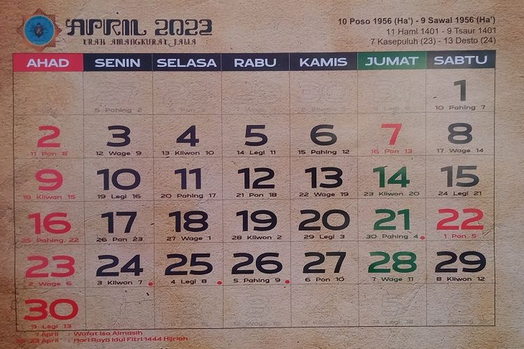 Kalender Jawa Hari Senin 24 April 2023 Lengkap Weton Jumlah Neptu Dan Watak Kelahiran Senin 3148