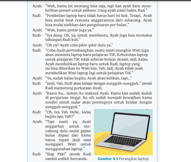 Teks Membeli Laptop Baru di Buku Bahasa Indonesia Kelas 10 Kurikulum Merdeka