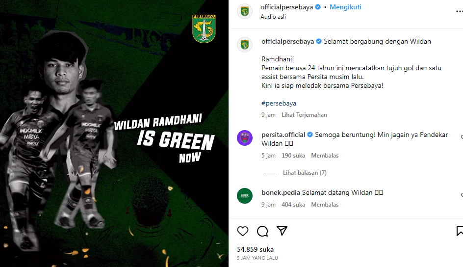 Wildan Ramdhani resmi bergabung dengan Persebaya Surabaya