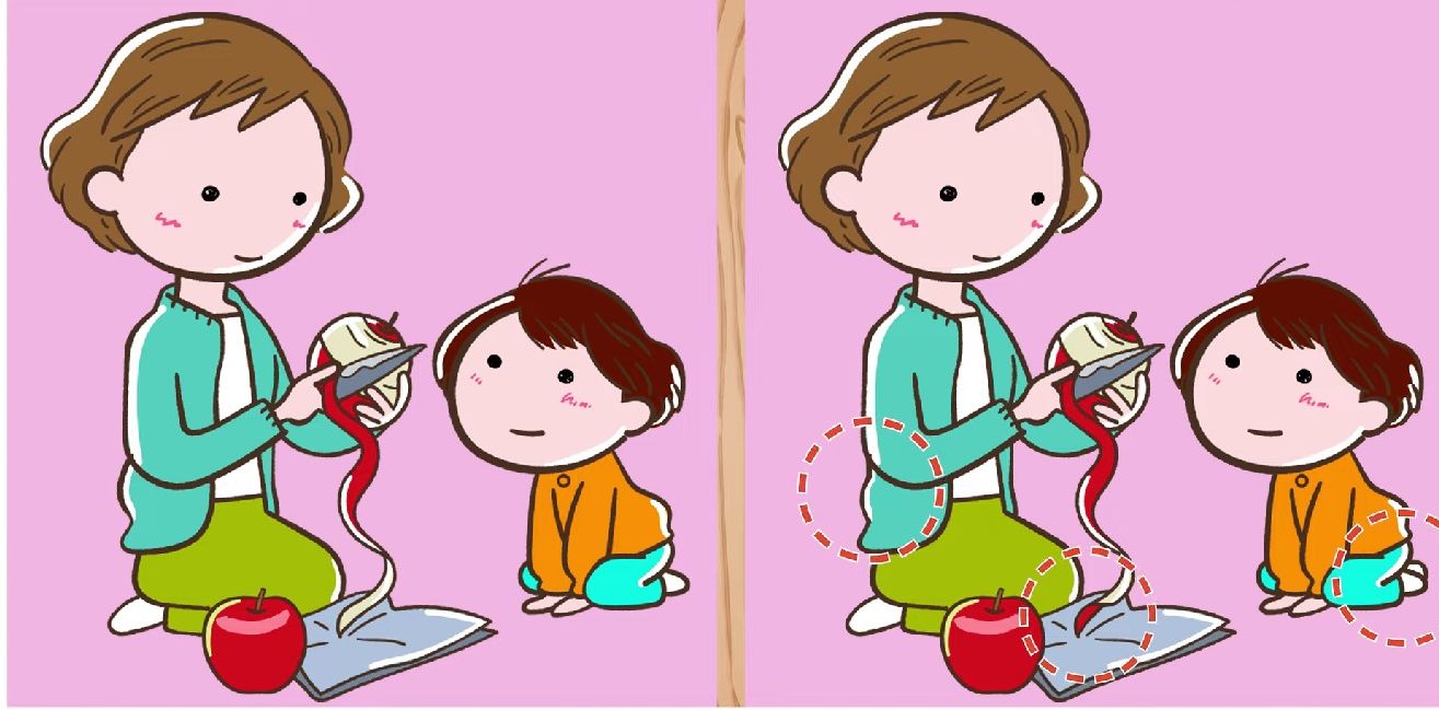 Jawaban tes IQ ibu dan anak mengupas apel.