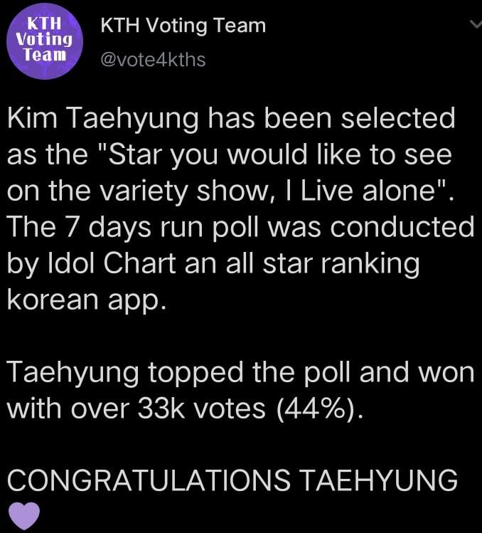 Polling terpilihnya Kim Taehyung atau V BTS untuk tampil dalam program I Live Alone