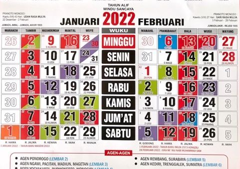 Jawa 2022 tanggalan Kalender Jawa