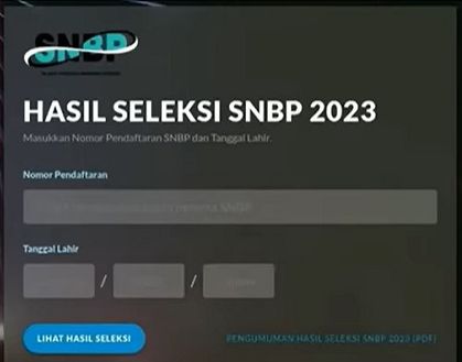 Pengumuman SNBP 2023 melalui login snpmb.bppp.kemdikbud.go.id, berikut link asli dan cadangan cek hasil seleksi SNPMB 2023 jalur prestasi.