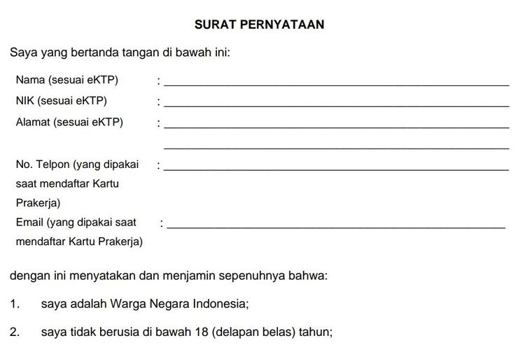 Link Download Kartu Prakerja Surat Pernyataan Gagal Seleksi Format Doc Siap Siap Gelombang 8 Kabar Lumajang