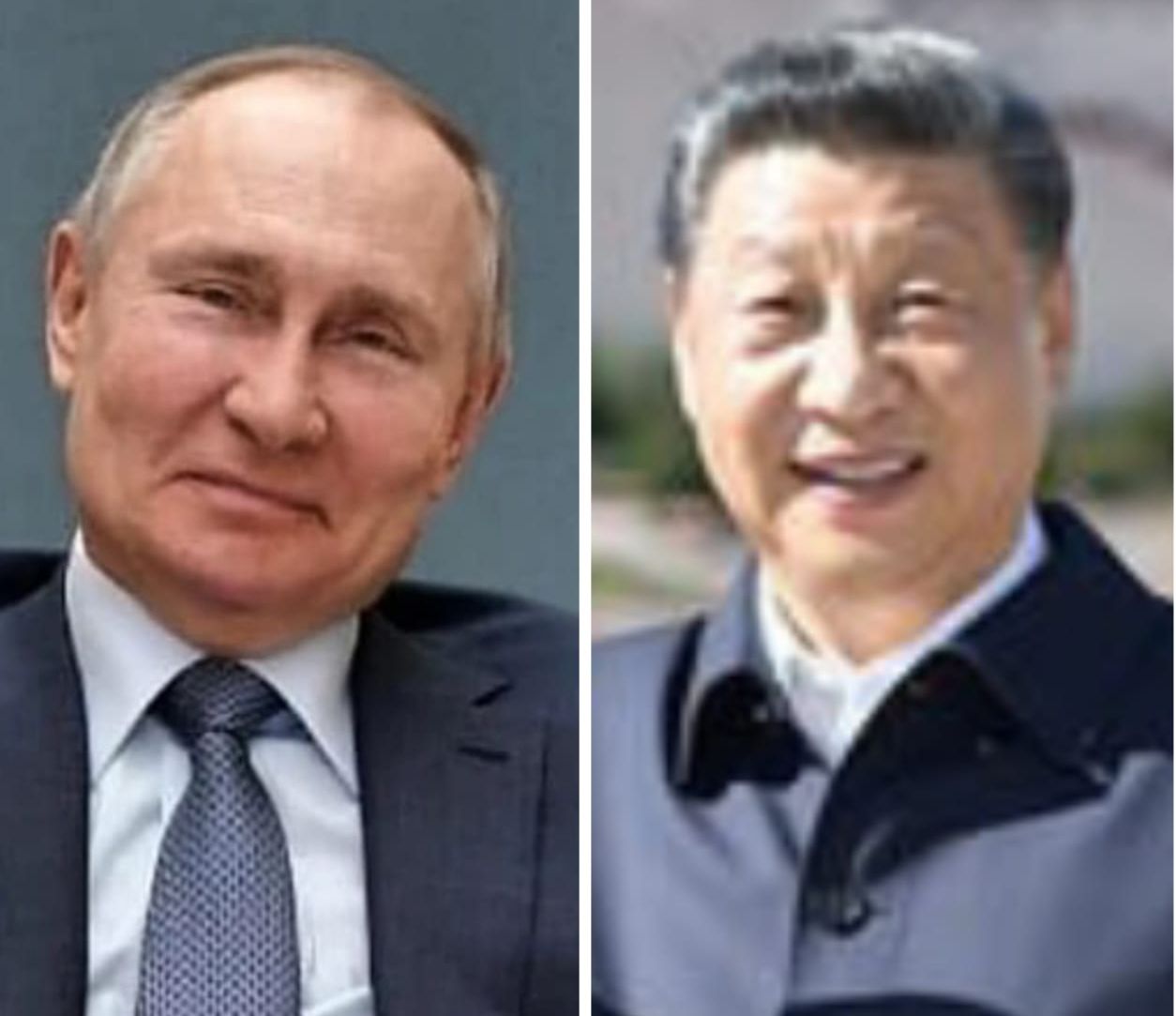 Kolase foto Presiden Rusia Vladimir Putin (kiri) dan Presiden China Xi Jinping