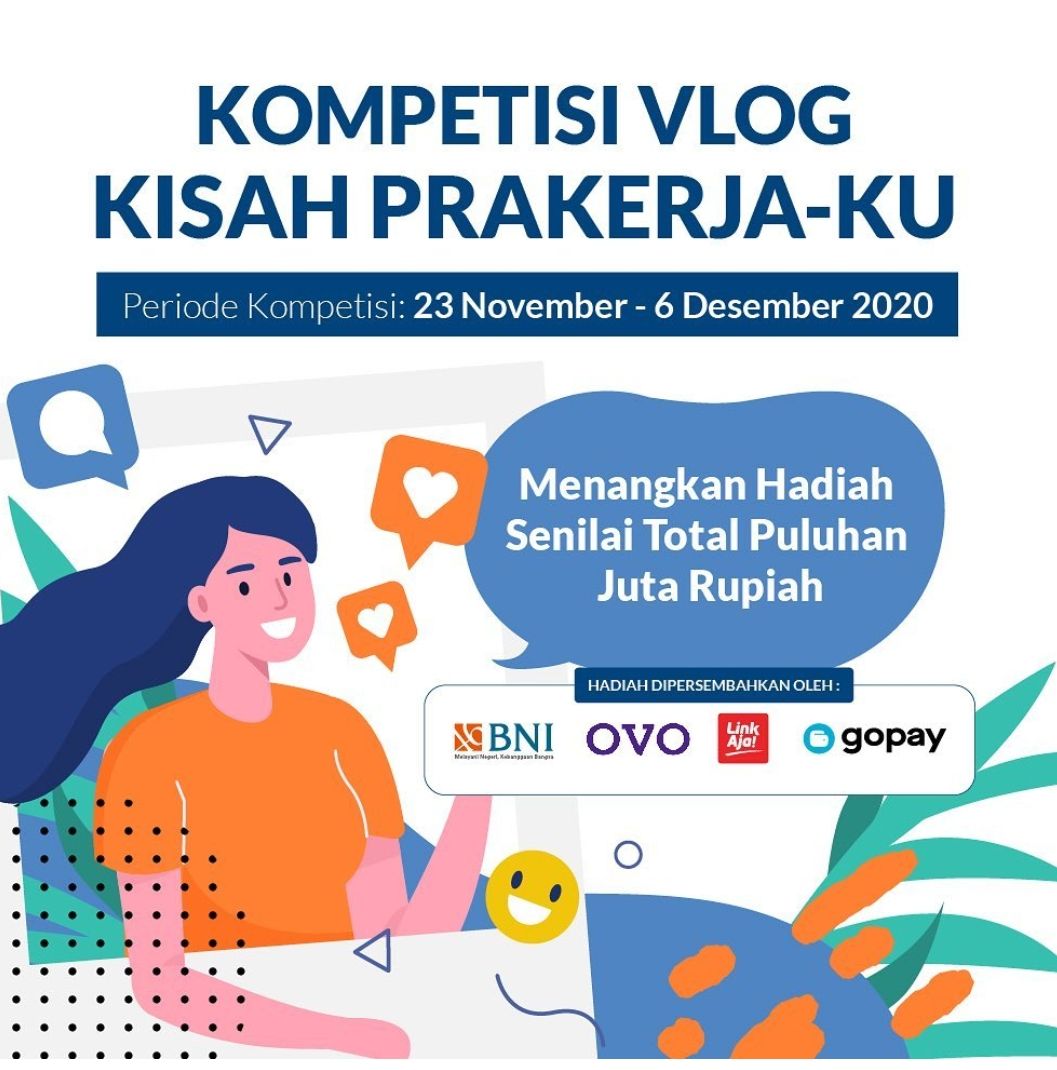 Pengumuman kompetisi lomba vlog kisah para penerima program pra kerja