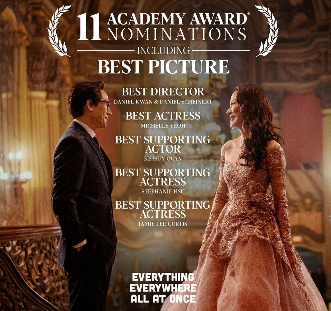 Film 'Everything Everywhere All at Once' yang dibintangi aktris Asia, Michelle Yeoh, mendapatkan nominasi Academy Awards atau Oscar terbanyak, yaitu total 11 nominasi.