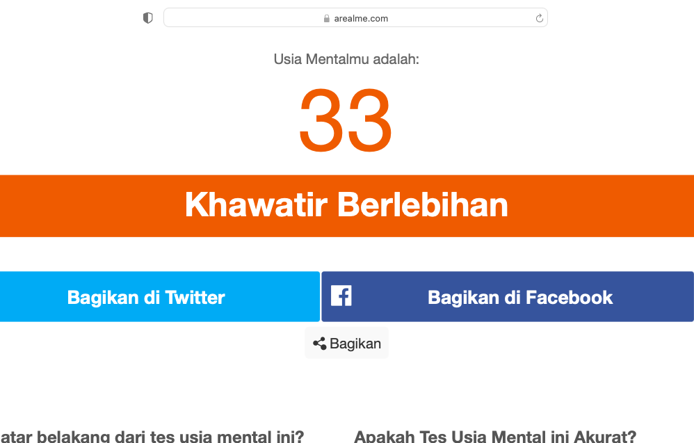 Link mental age test Indonesia, cara main tes kesehatan usia mental di Arealme.com virral di TikTok tes usia otak.