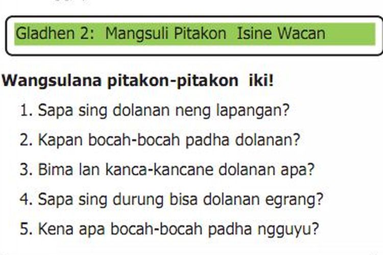 Kunci Jawaban Tantri Basa Jawa Kelas Halaman Gladhen Mangsuli Pitakon Isine Wacan