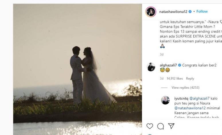 Tangkap layar akun media sosial Instagram Natasha Wilona