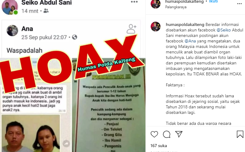 Unggahan hoax beredar di media sosial